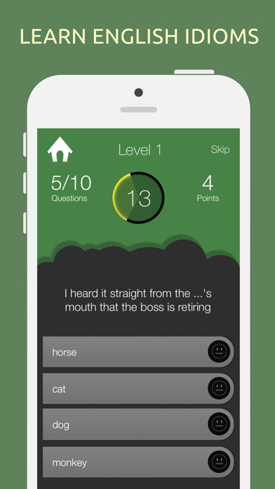 Emulate iPhone app English Idioms Quiz Test Game using MyAndroid Emulate iPhone app English Idioms Quiz Test Game using MyAndroid
