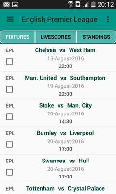 Emulate Android APK English LiveScores App