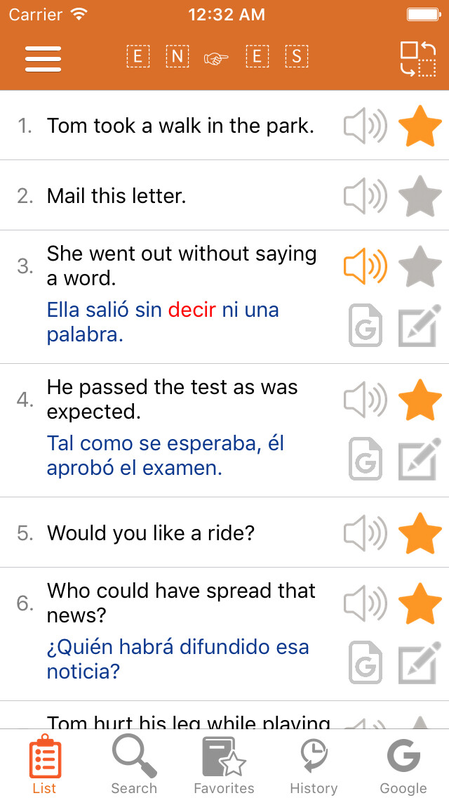 Emulate iPhone app English - Spanish Common Phrases using MyAndroid Emulate iPhone app English - Spanish Common Phrases using MyAndroid