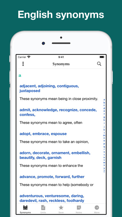 Emulate iPhone app English Synonyms Explained using MyAndroid