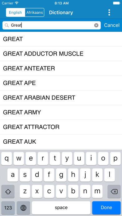 Emulate iPhone app English to Afrikaans Offline Dictionary using MyAndroid Emulate iPhone app English to Afrikaans Offline Dictionary using MyAndroid