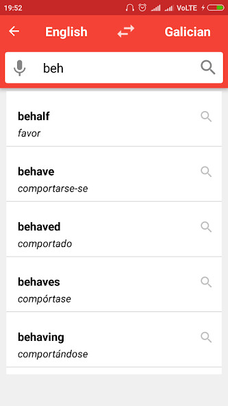 Emulate Android APK English to Galician Dictionary