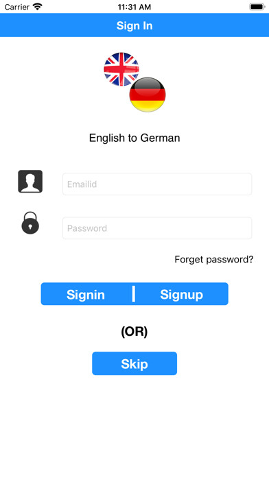Emulate iPhone app English to German using MyAndroid