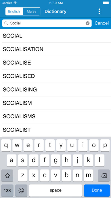 Emulate iPhone app English to Malay & Malay to English Offline Dictionary using MyAndroid