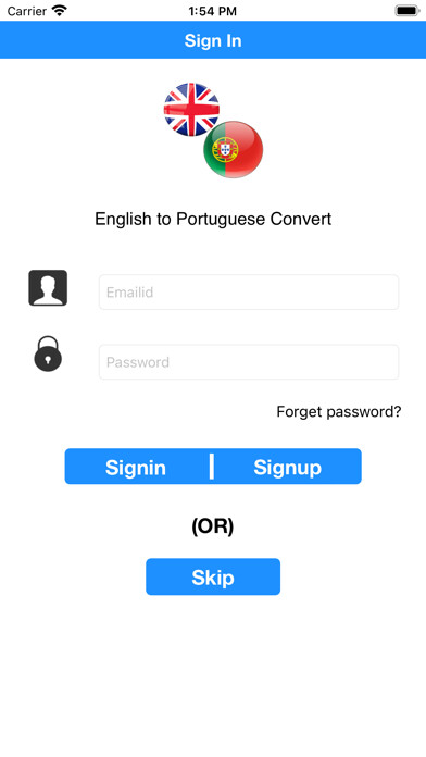 Emulate iPhone app English to Portuguese Convert using MyAndroid