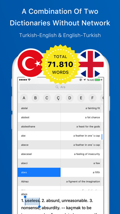 Emulate iPhone app English to Turkish and Turkish to English: Free A Combination Of Two Dictionaries Without Network using MyAndroid Emulate iPhone app English to Turkish and Turkish to English: Free A Combination Of Two Dictionaries Without Network using MyAndroid