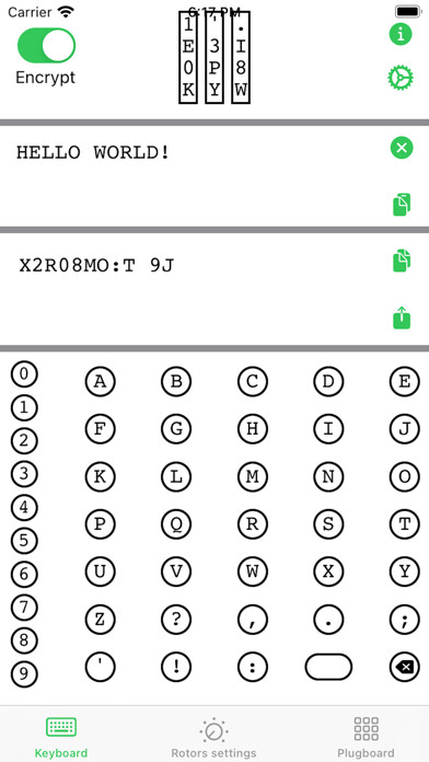 Emulate iPhone app Enigma cryptoMachine using MyAndroid