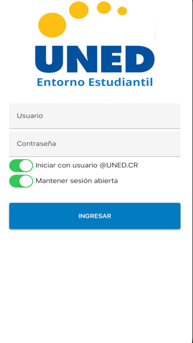 Emulate iPhone app Entorno estudiantil using MyAndroid