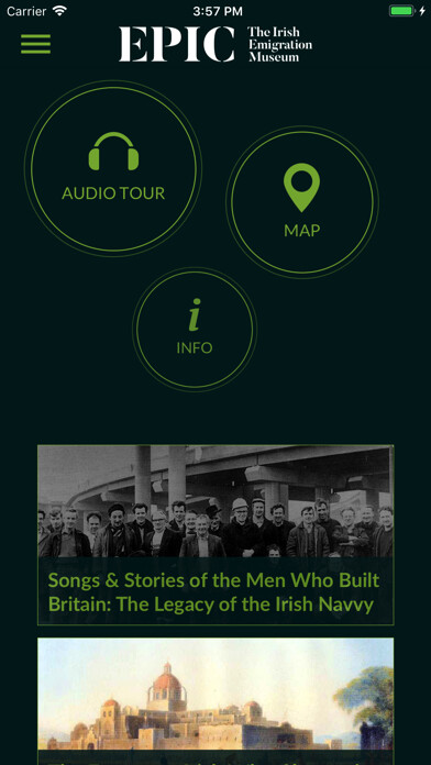 Emulate iPhone app EPIC The Irish Emigration App using MyAndroid