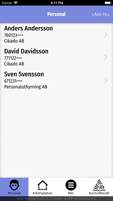Emulate iPhone app ep-liggare Personalliggare using MyAndroid