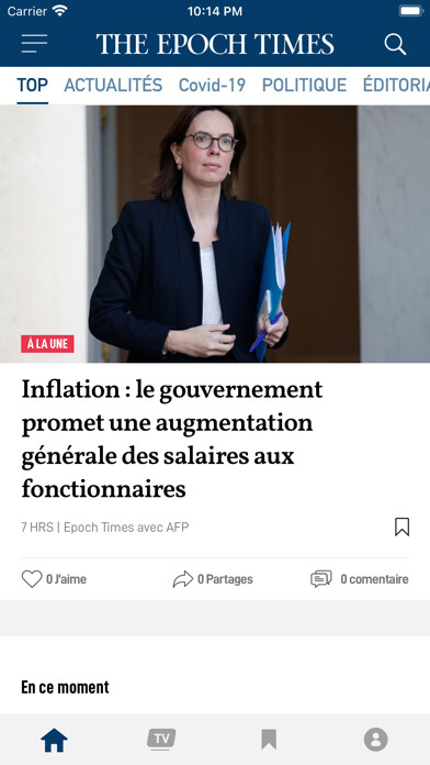 Emulate iPhone app Epoch Times Français using MyAndroid