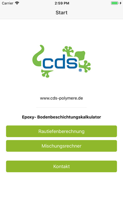 Emulate iPhone app Epoxy-Bodenbeschichtungskalk. using MyAndroid
