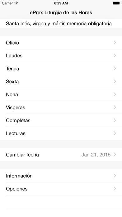 Emulate iPhone app ePrex Liturgia de las Horas using MyAndroid