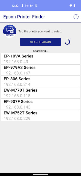Emulate iPhone app Epson Printer Finder using MyAndroid