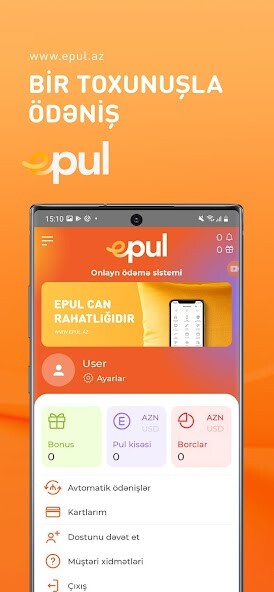 Run android online APK E-pul.az online payments, money transfers, shop from MyAndroid or emulate E-pul.az online payments, money transfers, shop using MyAndroid