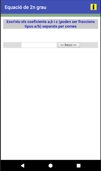 Run android online APK Equació de 2n grau from MyAndroid or emulate Equació de 2n grau using MyAndroid Run android online APK Equació de 2n grau from MyAndroid or emulate Equació de 2n grau using MyAndroid
