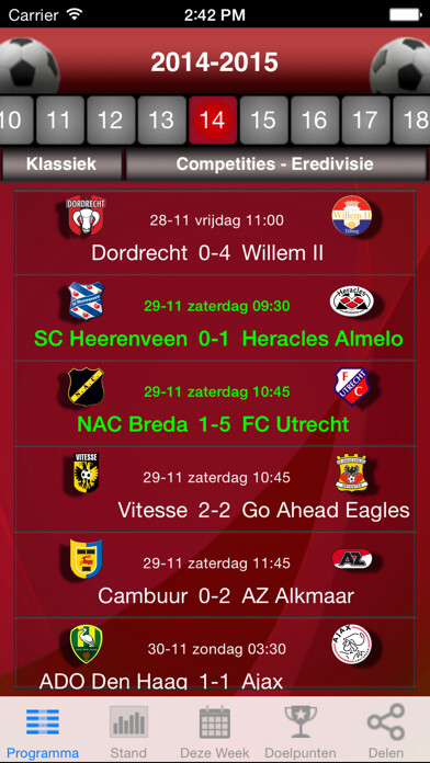 Emulate iPhone app Eredivisie Voetbal using MyAndroid