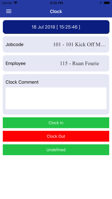 Emulate iPhone app ERS Mobile Clock Plus using MyAndroid