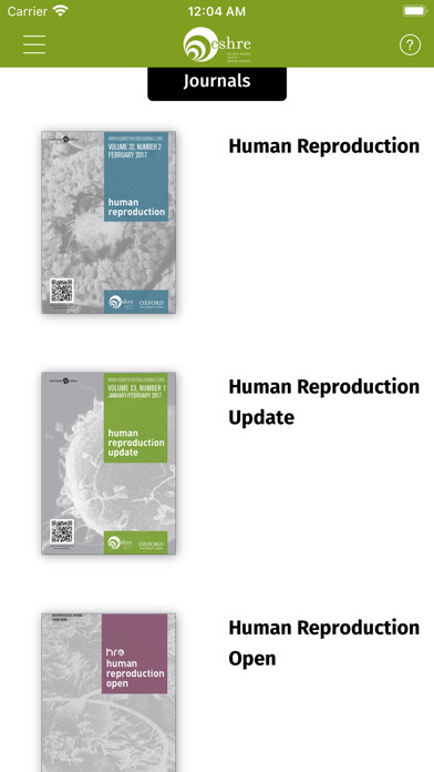 Emulate iPhone app ESHRE (Journals) using MyAndroid