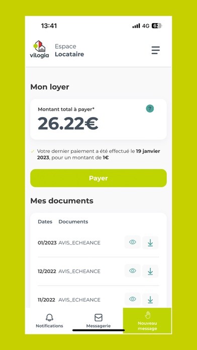 Emulate iPhone app Espace Locataire Vilogia using MyAndroid