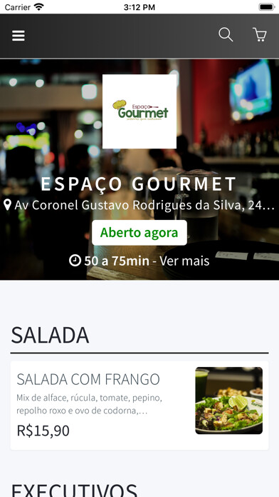 Emulate iPhone app Espaço Gourmet PBA using MyAndroid Emulate iPhone app Espaço Gourmet PBA using MyAndroid