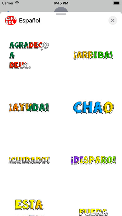 Emulate iPhone app Español Stickers using MyAndroid