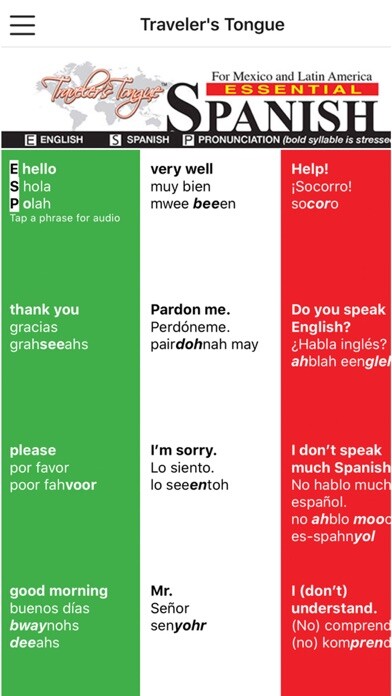 Emulate iPhone app Essential Spanish for Mexico using MyAndroid