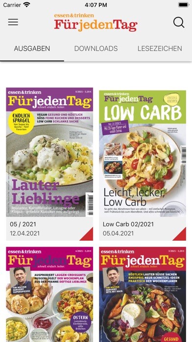 Emulate iPhone app essen & trinken Für jeden Tag using MyAndroid