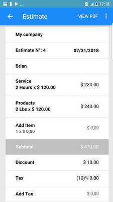 Emulate Android APK Estimate  Invoice