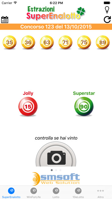 Emulate iPhone app Estrazioni Lotto using MyAndroid