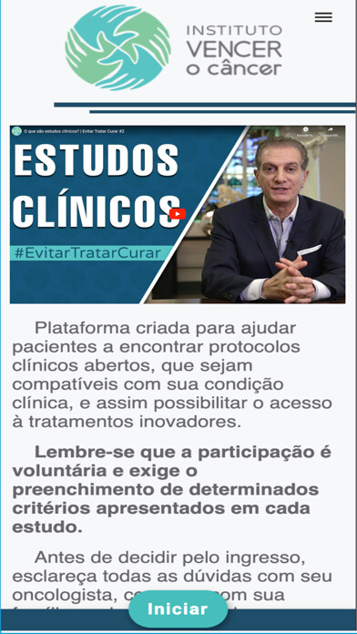 Emulate iPhone app Estudos Clínicos Recrutando using MyAndroid Emulate iPhone app Estudos Clínicos Recrutando using MyAndroid