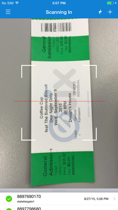 Emulate iPhone app Etix Scanner using MyAndroid