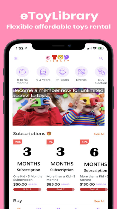 Emulate iPhone app eToyLibrary: flexible toy rent using MyAndroid