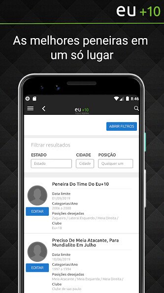 Run android online APK Eu +10 - A rede social de futebol from MyAndroid or emulate Eu +10 - A rede social de futebol using MyAndroid