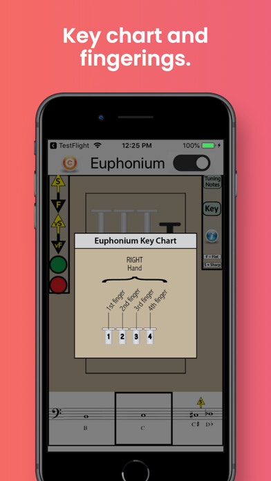 Emulate iPhone app Euphonium Fingering & Tuning using MyAndroid