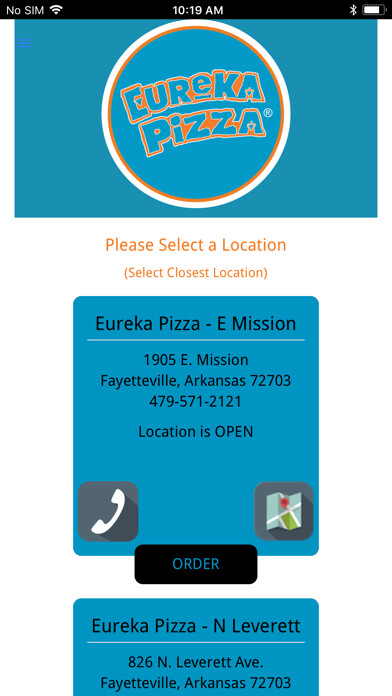 Emulate iPhone app Eureka Pizza using MyAndroid