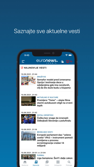 Emulate iPhone app Euronews Serbia using MyAndroid
