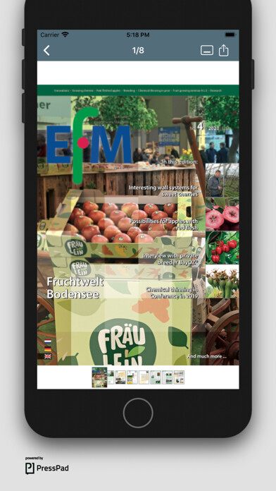 Emulate iPhone app European Fruit Magazine using MyAndroid