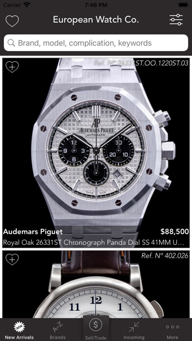 Emulate iPhone app European Watch Co: buy or sell using MyAndroid