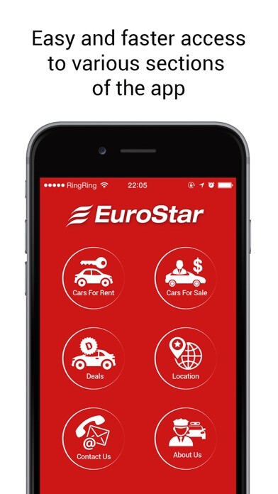 Emulate iPhone app EuroStar Rent-A-Car using MyAndroid
