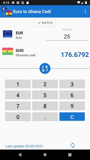 Run android online APK Euro to Ghana Cedi currency converter / EUR to GHS from MyAndroid or emulate Euro to Ghana Cedi currency converter / EUR to GHS using MyAndroid