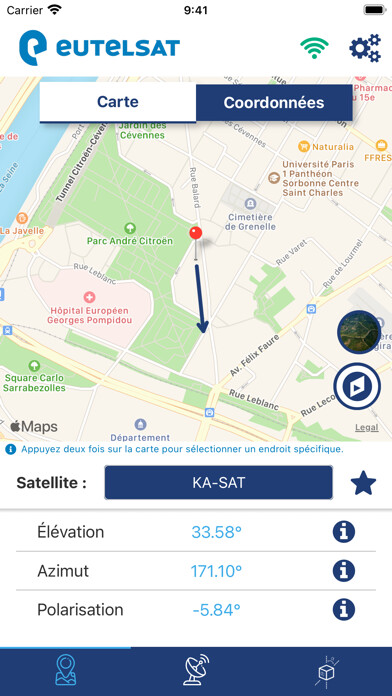 Emulate iPhone app Eutelsat satellite finder using MyAndroid
