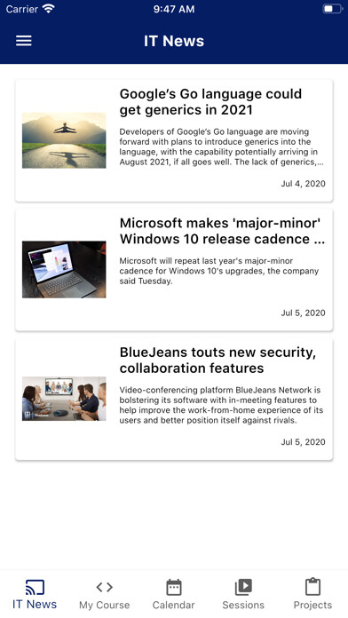 Emulate iPhone app Eva Hackathon Academy using MyAndroid