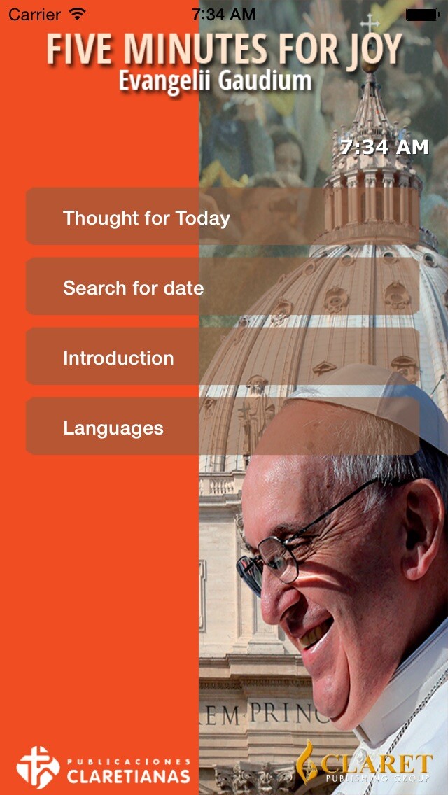 Emulate iPhone app Evangelii Gaudium 5 min using MyAndroid