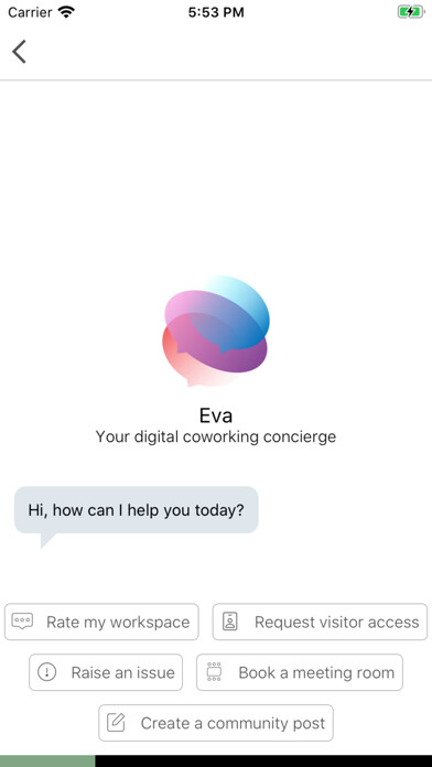 Emulate iPhone app Eva - Workspace Concierge using MyAndroid