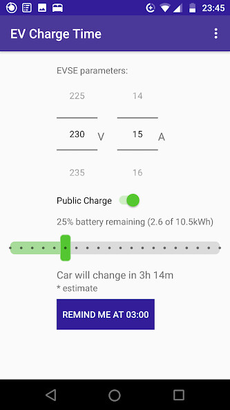Run android online APK EV Charge Time Calculator  Reminder from MyAndroid or emulate EV Charge Time Calculator  Reminder using MyAndroid