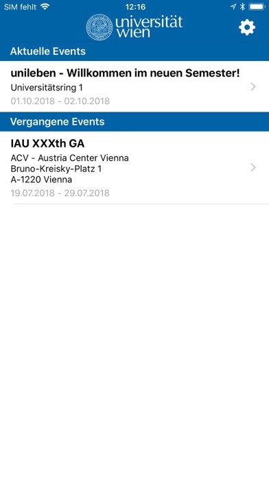 Emulate iPhone app Event App Universität Wien using MyAndroid