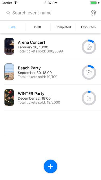 Emulate iPhone app Event Manager by Billetto using MyAndroid