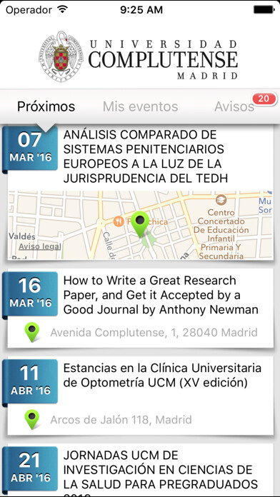 Emulate iPhone app Eventos UCM using MyAndroid