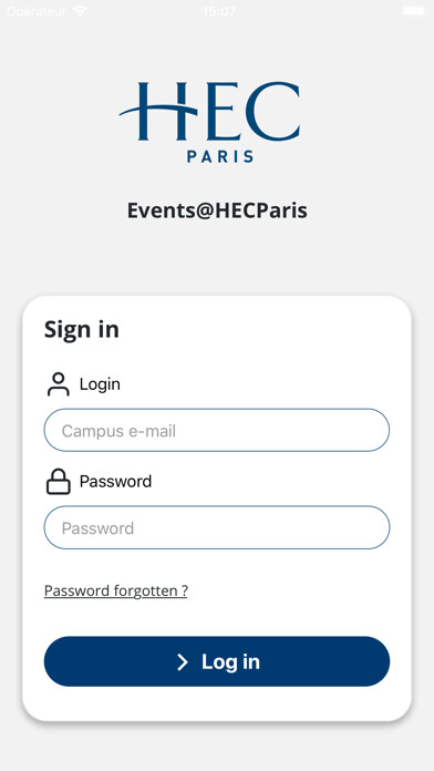 Emulate iPhone app Events@HECParis using MyAndroid